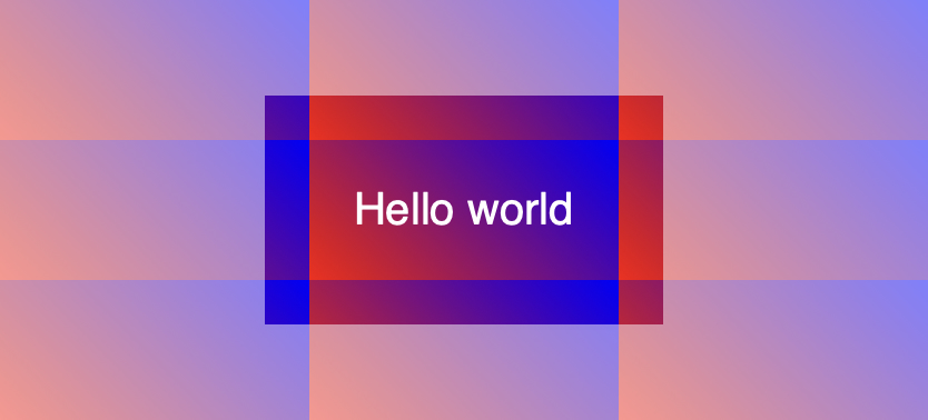 A nine grid, the center box is the original square box that has “Hello world” inside, the other 8 boxes are illustrations of how the background is repeating into the border areas. Sorry, this image is hard to describe with words.